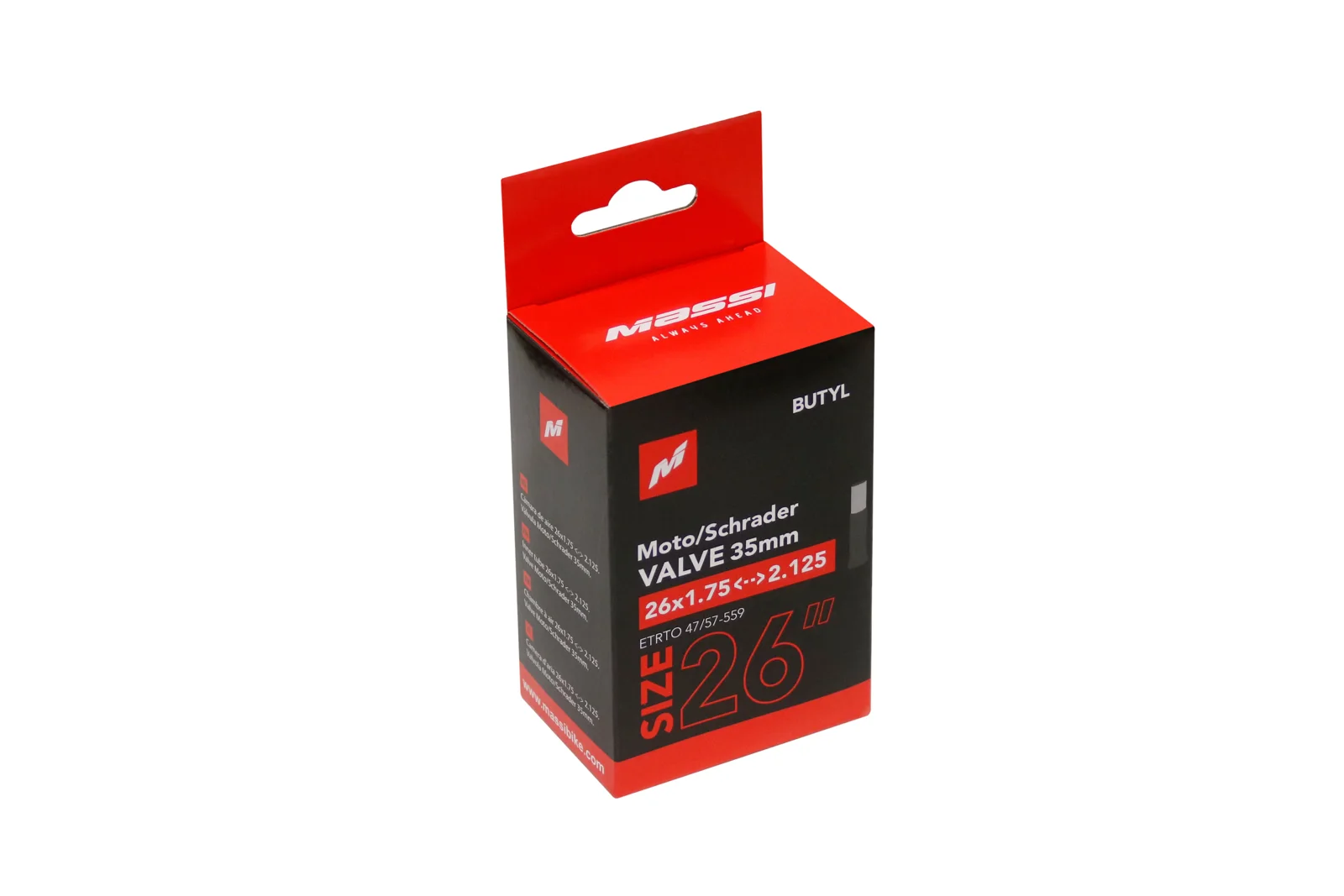 CAMARA MASSI 26X1.75/2.125 VALVULA STANDARD 35MM