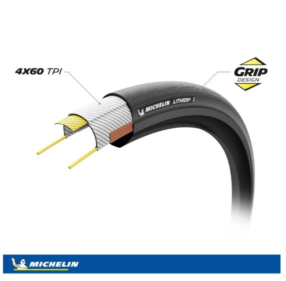 CUBIERTA MICHELIN LITHION 4 700X25 NEGRO/MARRON