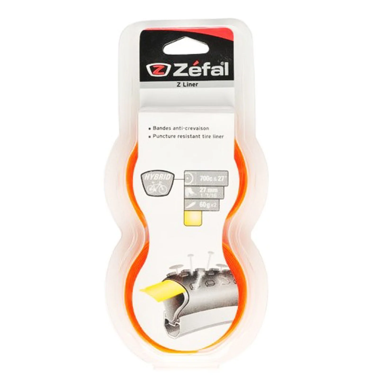 CINTA ANTIPINCHAZOS ZEFAL Z-LINER HIBRIDA 700/27" NARANJA 27MM